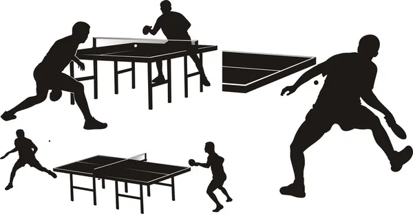 Tischtennis - Silhouetten — Stockvektor