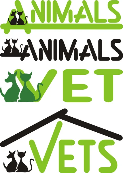 Veterinaria, animales - gato y perro — Vector de stock
