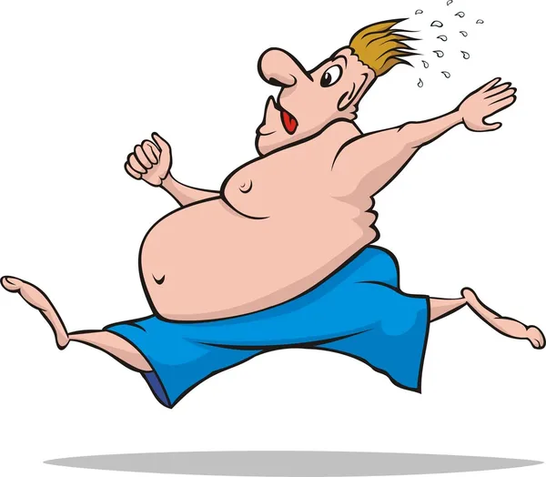 Hombre gordo corriendo — Vector de stock