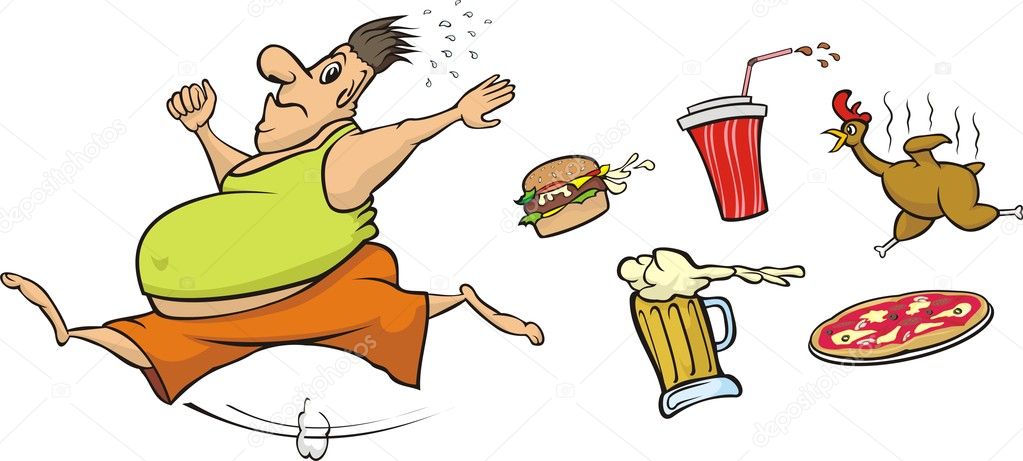 Fat man runs away from unhealthy food Stock Vector Image by ©ciuciumama #17372887 Fat man runs away from unhealthy food Stock Vector Image by ©ciuciumama #17372887
