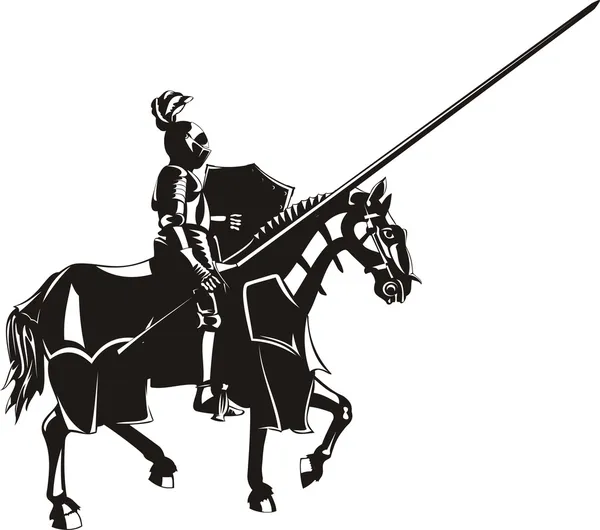 Cavaliere medievale - giostra — Vettoriale Stock