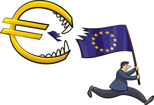 Sinking eurozone - cypriot and greece crisis — Stock Vector