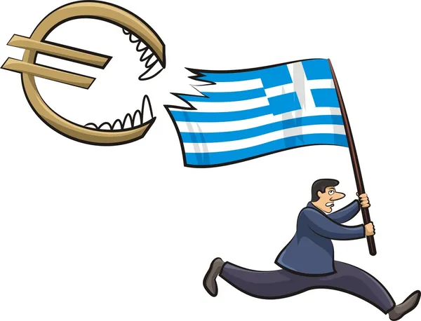 Sinking eurozone - cypriot and greece crisis — Stock Vector