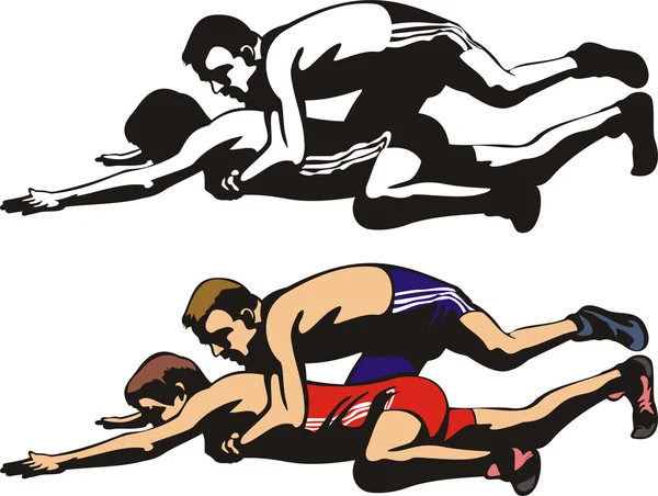 Fighting wrestlers — Stock Vector