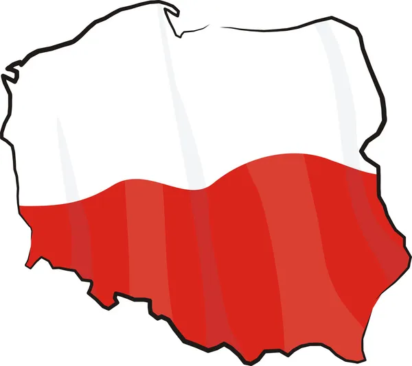 Polen - Karte und Fahne — Stockvektor