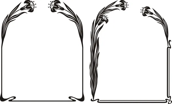 Art nouveau iris rámec — Stockový vektor