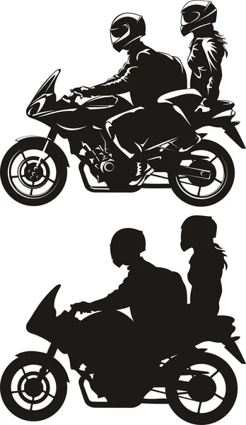 Casal na motocicleta — Vetor de Stock