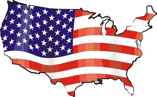 Amerika Birleşik Devletleri - bayrak ve harita — Stok Vektör