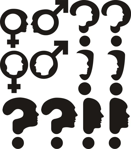 Género - signo de interrogación, signo de exclamación — Archivo Imágenes Vectoriales