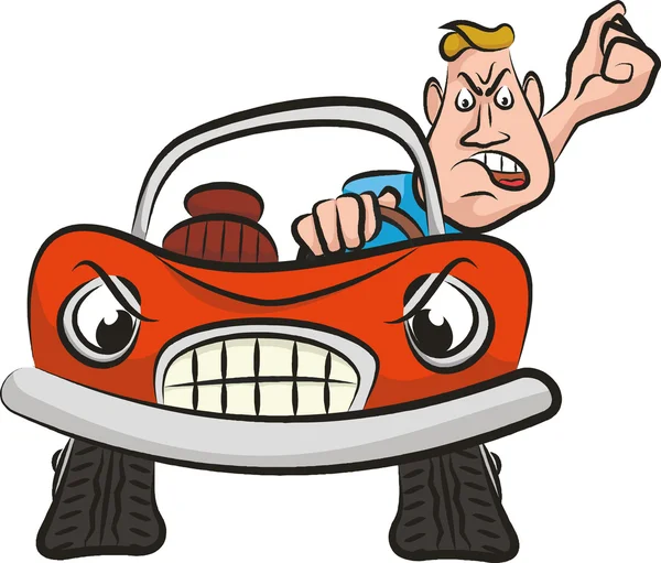 Crazy driver - aggresion on the road — Stock Vector