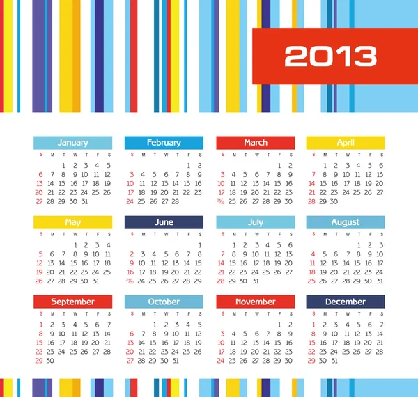 Wektor kalendarza na 2013 — Wektor stockowy