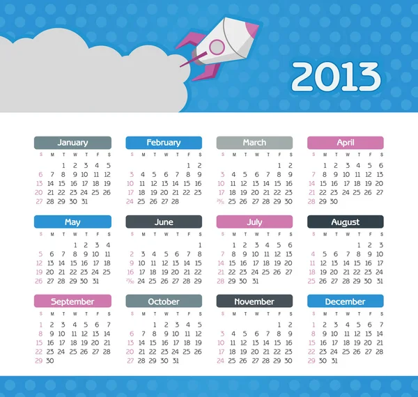 Calendrier vectoriel pour 2013 — Image vectorielle