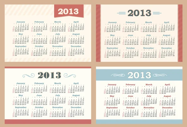 2013 カレンダー セット — ストックベクタ