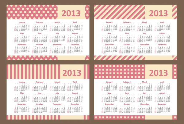 Kalender 2013 roze — Stockvector