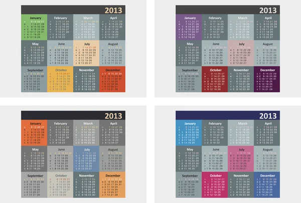 Calendario 2013 conjunto — Archivo Imágenes Vectoriales