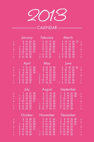 Calendario vectorial para 2013 — Archivo Imágenes Vectoriales