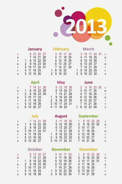 Calendario vectorial para 2013 — Vector de stock