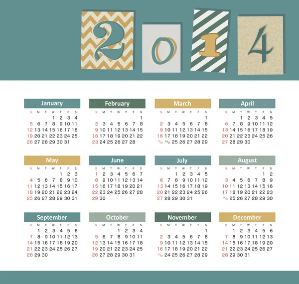 Calendar 2014 — Stock Vector