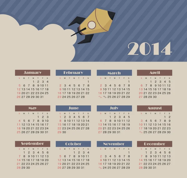 Calendario 2014 — Vector de stock