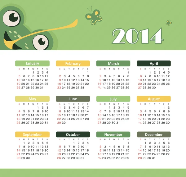 Calendario 2014 — Archivo Imágenes Vectoriales