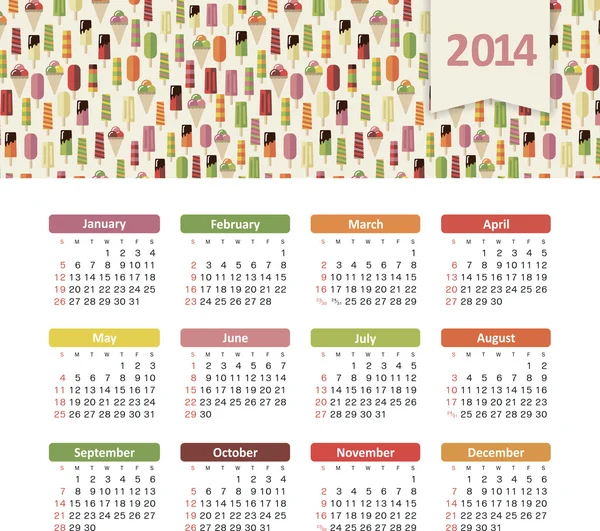 Calendario 2014 — Archivo Imágenes Vectoriales