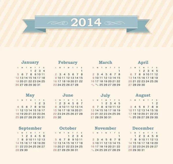 Calendar 2014 — Stock Vector