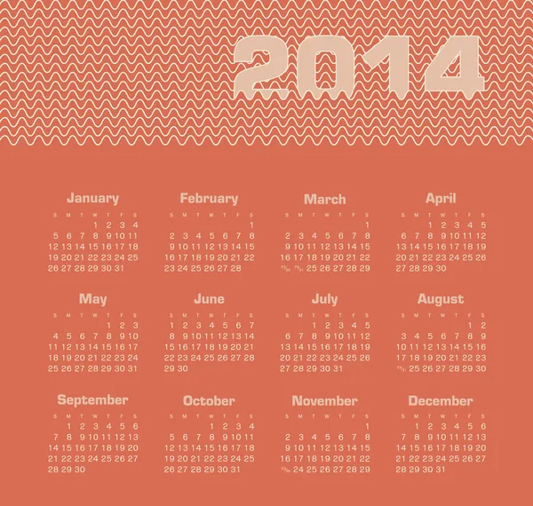 Calendario 2014 — Archivo Imágenes Vectoriales