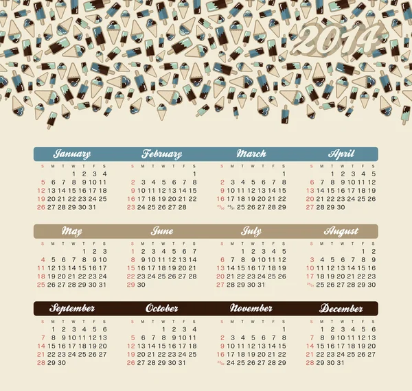 Calendário 2014 — Vetor de Stock