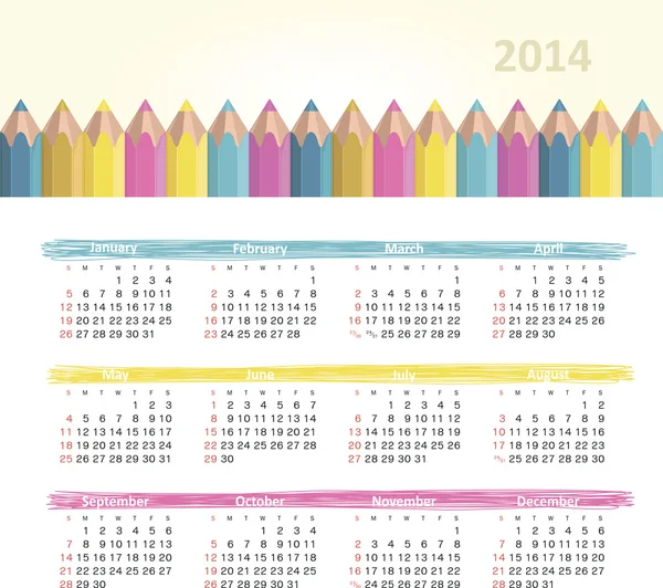 Calendário 2014 — Vetor de Stock