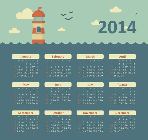 Calendrier 2014 — Image vectorielle