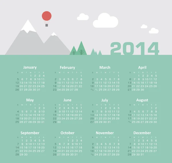 Calendário 2014 — Vetor de Stock