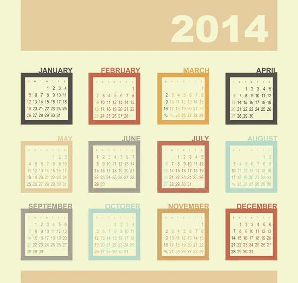 Kalender 2014 — Stock vektor