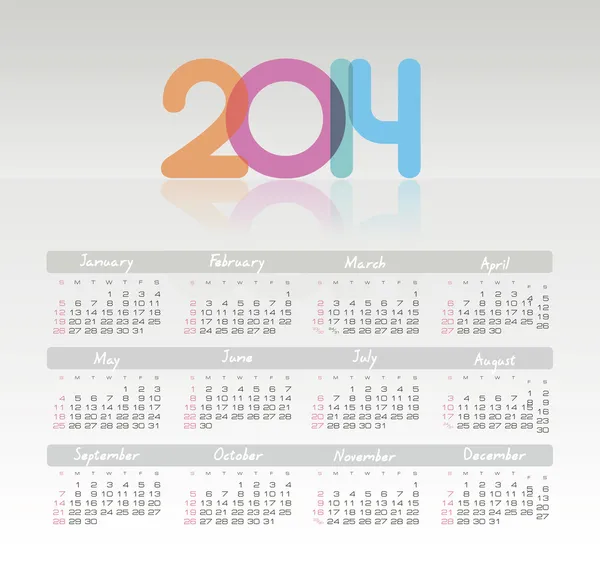 Calendario 2014 — Archivo Imágenes Vectoriales