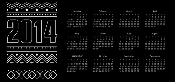 Calendario 2014 — Vector de stock