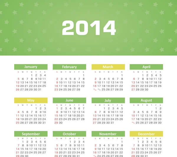 Kalender 2014 — Stockvector