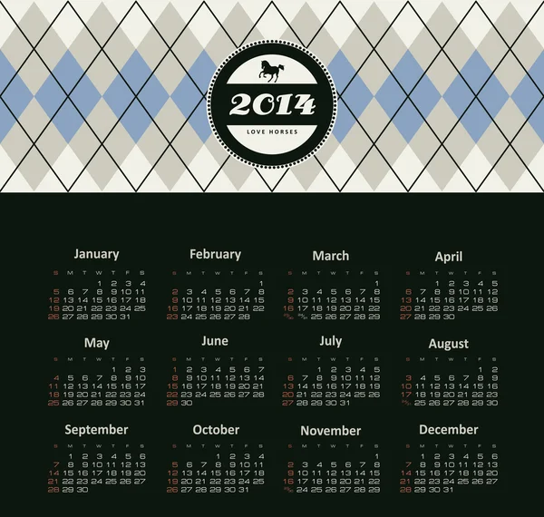 Calendario 2014 — Vettoriale Stock