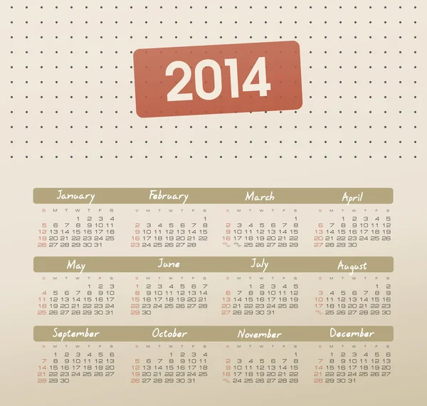 Calendar 2014 — Stock Vector