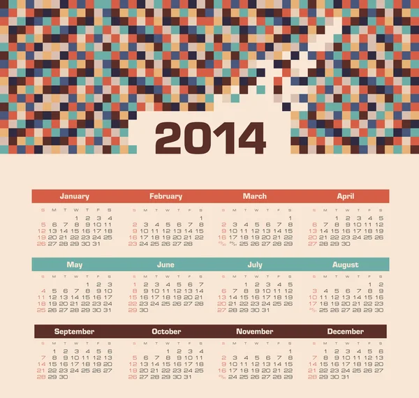 Calendário 2014 — Vetor de Stock