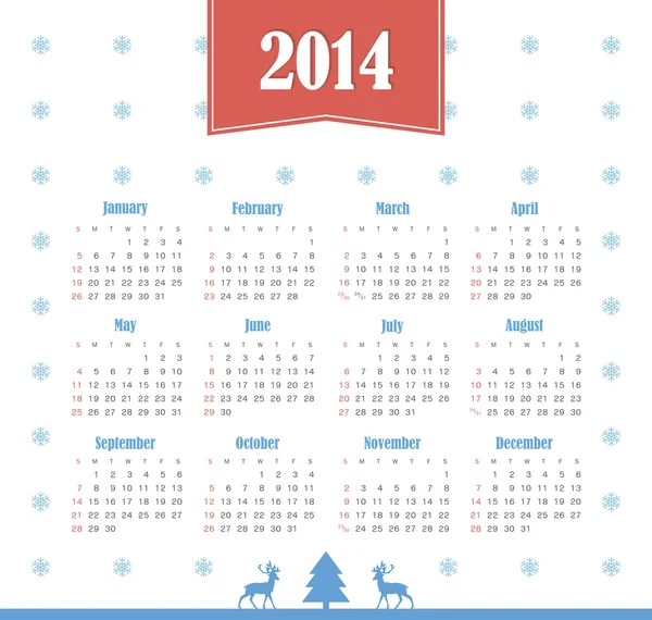 Календар 2014 — стоковий вектор