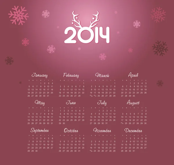 Calendario 2014 — Archivo Imágenes Vectoriales