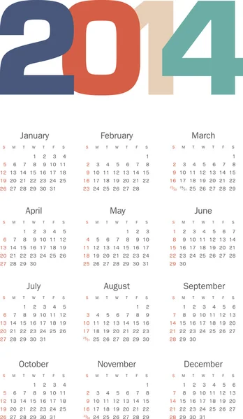 Calendrier 2014 — Image vectorielle