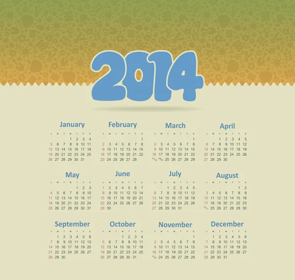 Calendario 2014 — Archivo Imágenes Vectoriales