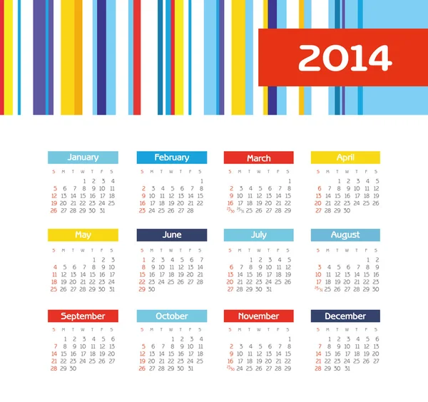 Calendario 2014 — Vector de stock