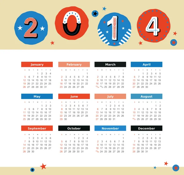 Kalender 2014 — Stockvektor