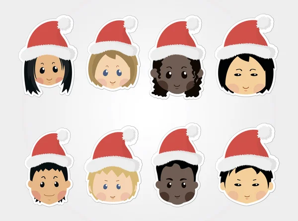 Kerst grappige kinderen iconen — Stockvector