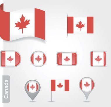 Kanada bayrağı simgeleri ve bayrakları kümesi-