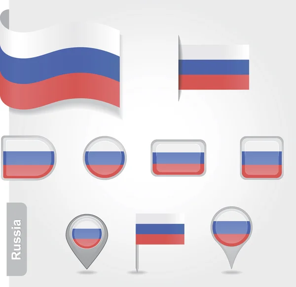 De Russische vlag - set van pictogrammen en vlaggen — Stockvector