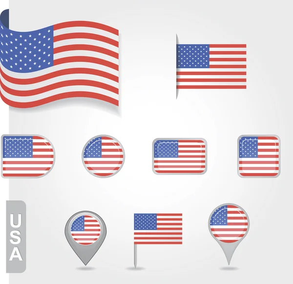 Etats-Unis drapeau icône ensemble — Image vectorielle