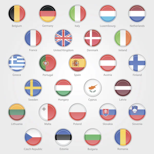 Iconos que representan las banderas de los países de la UE — Archivo Imágenes Vectoriales