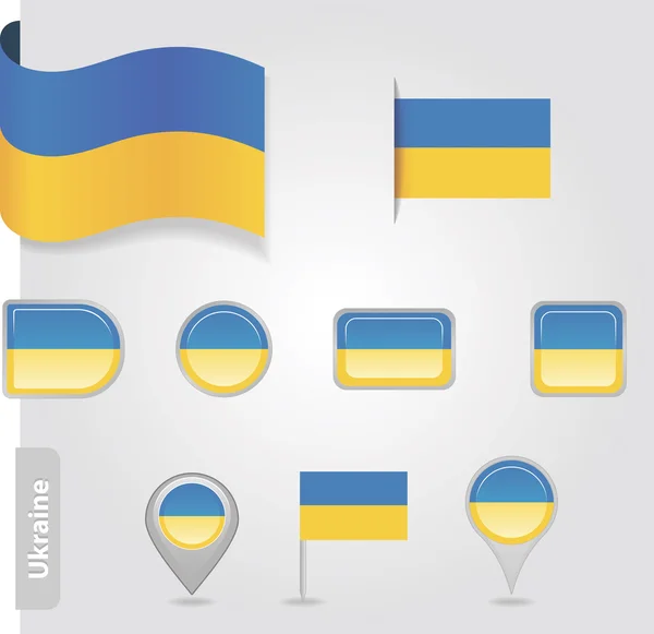 Die ukrainische Flagge - eine Reihe von Ikonen und Flaggen — Stockvektor